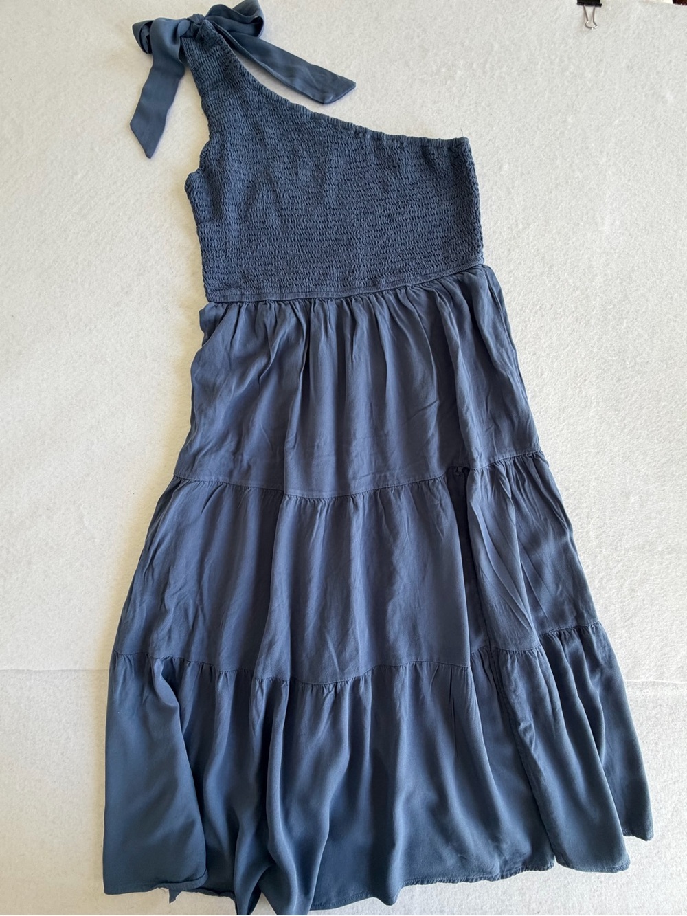 Merokeety Boho One-Shoulder Smocked Bodice Tiered Maxi Dress
